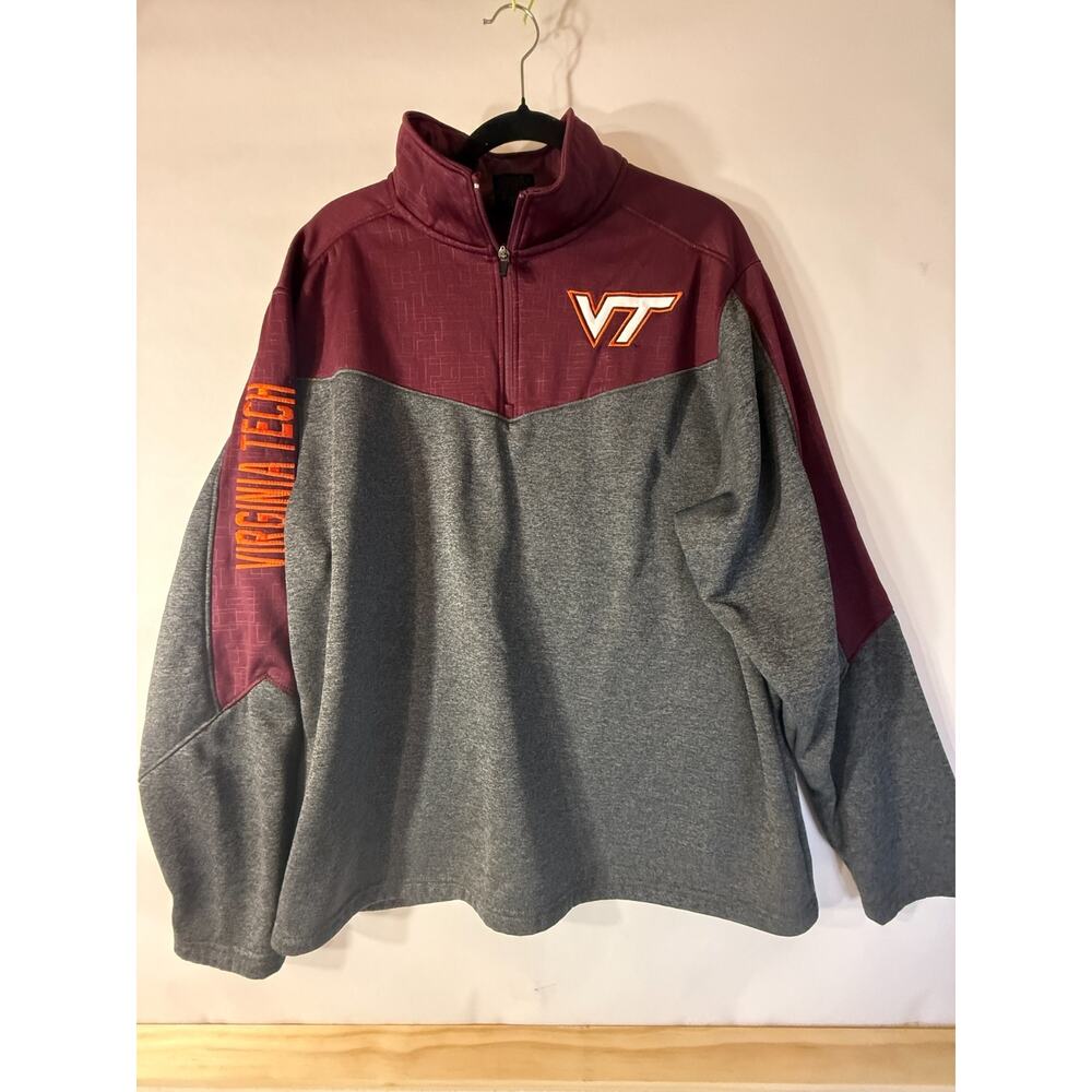 Colosseum Virginia Tech Hokies Quarter Zip Pullover Mens XL Maroon Gray VT